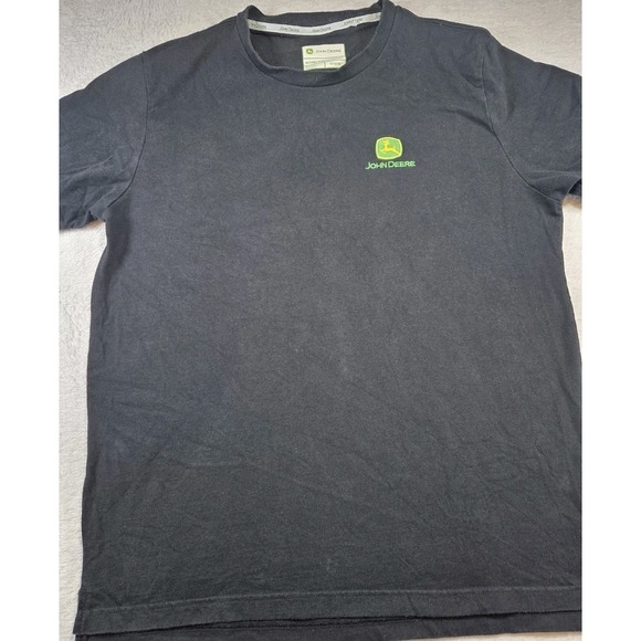 John Deere Logo T Shirt Mens Medium Black Nothing Runs Like A Deere Farm Tractor